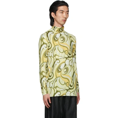 Raf Simons Yellow & Green All Over Printed Turtleneck In Hippie Yellow