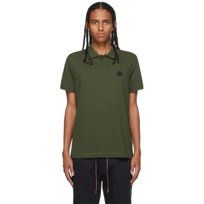 Shop Moncler Green Knit Polo In 876 Green