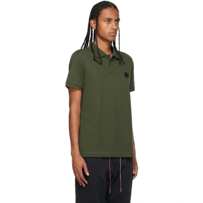 Shop Moncler Green Knit Polo In 876 Green
