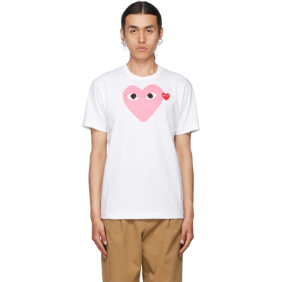 Comme des Garçons PLAY T105 Pink Heart T-Shirt White