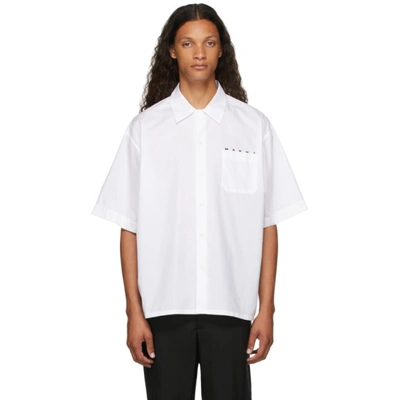 Shop Marni White Bowling Logo Short Sleeve Shirt In 00w01 Lily White