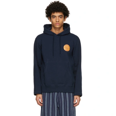 Shop Nicholas Daley Navy Stepping Razor Hoodie