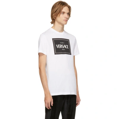 Shop Versace White Logo T-shirt In A1001 White