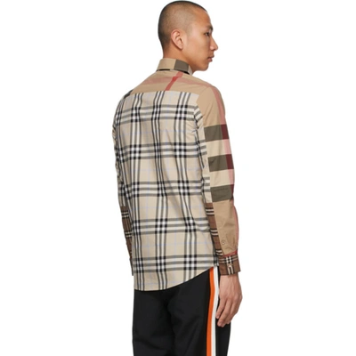 Shop Burberry Beige Contrast Check Shirt In Light Almond Ip Chk