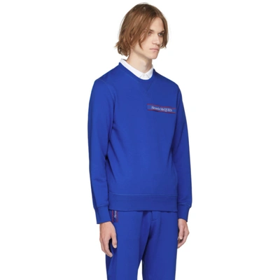 Shop Alexander Mcqueen Blue Selvedge Logo Tape Sweatshirt In 0903 Bold Blue/mix