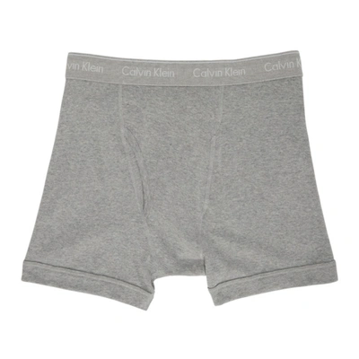 Shop Calvin Klein Underwear Three-pack Grey Classic Fit Boxer Briefs In 020 Grey
