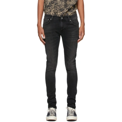 Shop Nudie Jeans Black Tight Terry Jeans In Evening Treat