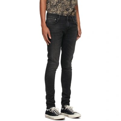 Shop Nudie Jeans Black Tight Terry Jeans In Evening Treat