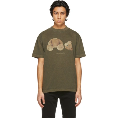 Shop Palm Angels Khaki Bear T-shirt In Military