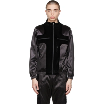 Shop Fendi Black Satin & Velvet Jacket In F0gme Black