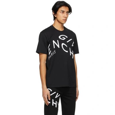 Shop Givenchy Black Embroidered Refracted Logo T-shirt In 004 Black/w