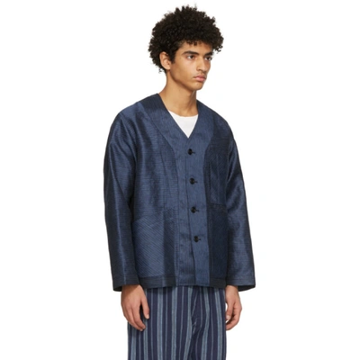 Shop Nicholas Daley Navy Three-pocket Cardigan