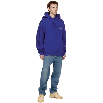 Shop We11 Done Blue Embroidered Logo Hoodie