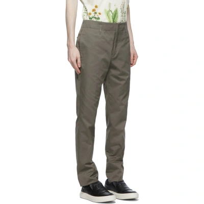 Shop Ferragamo Khaki Slim-fit Trousers In Sparrow