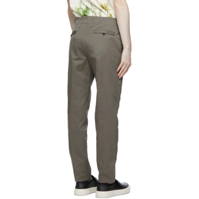 Shop Ferragamo Khaki Slim-fit Trousers In Sparrow
