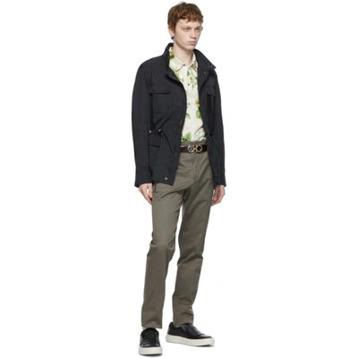 Shop Ferragamo Khaki Slim-fit Trousers In Sparrow