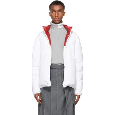 Shop Thom Browne Reversible White Down Zip-up Jacket In 100 White