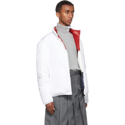 Shop Thom Browne Reversible White Down Zip-up Jacket In 100 White