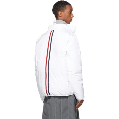 Shop Thom Browne Reversible White Down Zip-up Jacket In 100 White