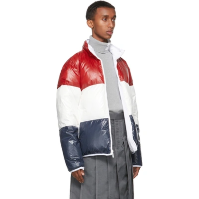 Shop Thom Browne Reversible White Down Zip-up Jacket In 100 White
