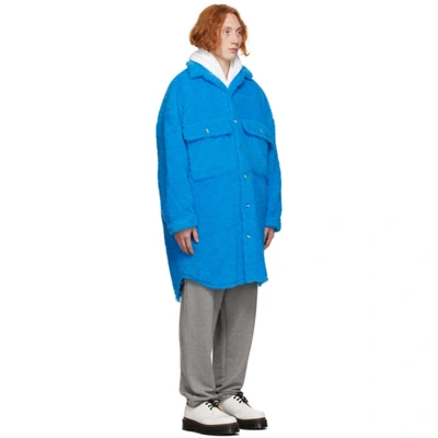 Shop Doublet Blue Sherpa Fleece Badge Coat