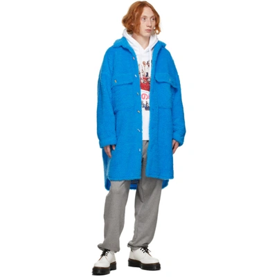Shop Doublet Blue Sherpa Fleece Badge Coat