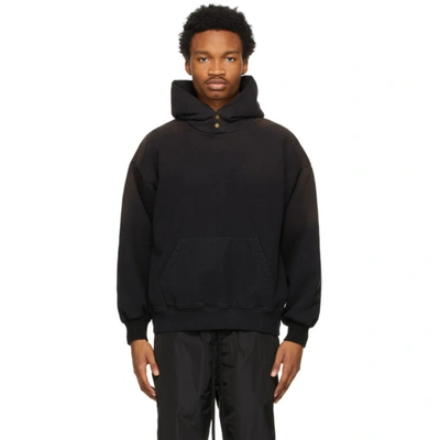 Shop Fear Of God Black Faded Hoodie In Vintage Blk