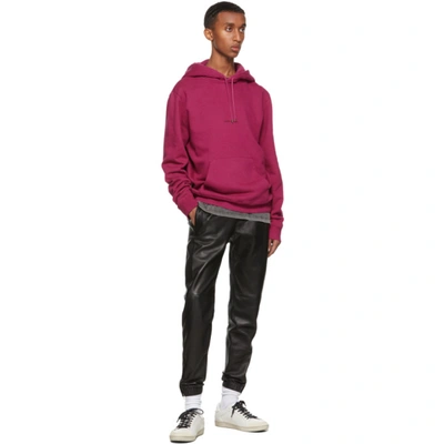 Shop Saint Laurent Pink Rive Gauche Hoodie In Fuchsia/noir