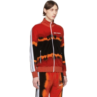 Shop Palm Angels Red & Black Tie-dye Chenille Track Jacket In Red/black