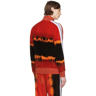 Shop Palm Angels Red & Black Tie-dye Chenille Track Jacket In Red/black