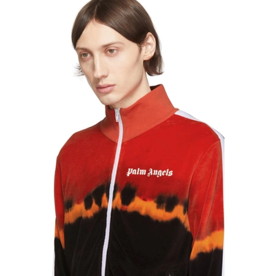 Shop Palm Angels Red & Black Tie-dye Chenille Track Jacket In Red/black