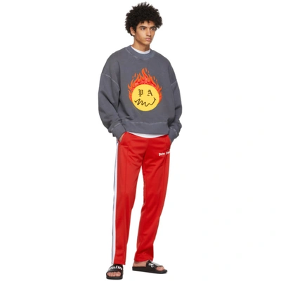 Shop Palm Angels Grey Smiley® Edition Burning Sweatshirt In Black Yello