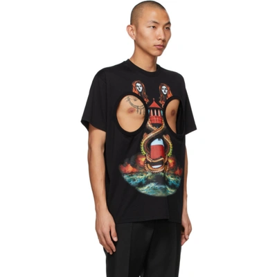 Shop Burberry Black Cut-out Mermaid Print T-shirt