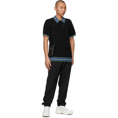 Shop Burberry Black Icon Stripe Polo