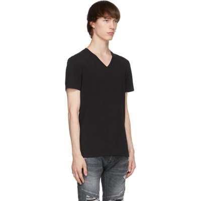 Shop Balmain Black V-neck T-shirt In 001 Black