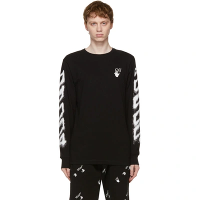 Shop Off-white Black Spray Marker Long Sleeve T-shirt In Black White