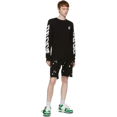 Shop Off-white Black Spray Marker Long Sleeve T-shirt In Black White