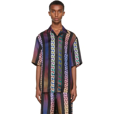 Black silk top short sleeve shirt