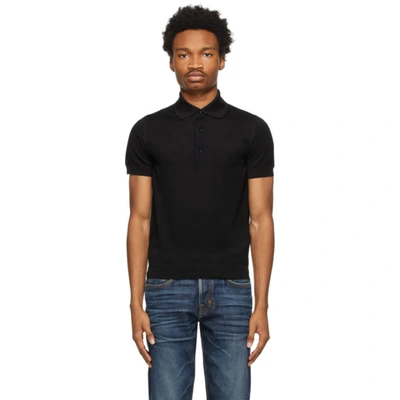 Shop Tom Ford Black Piqué Polo In K09 Black