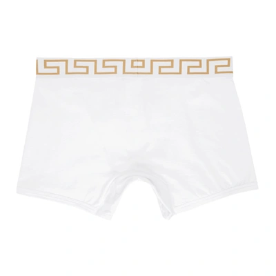 Shop Versace White Greca Border Long Boxer Briefs In A81h Whtgld
