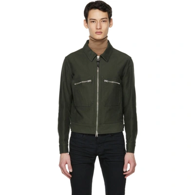 Shop Tom Ford Khaki Brushed Cotton Jacket In V08 Olive