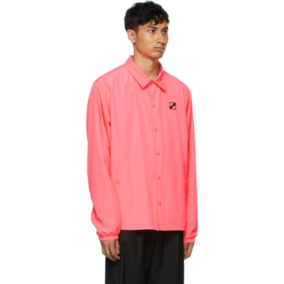 Shop We11 Done Pink Logo Basic Windbreaker Jacket In Neon Pink