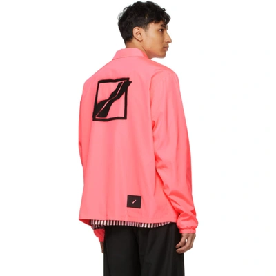 Shop We11 Done Pink Logo Basic Windbreaker Jacket In Neon Pink