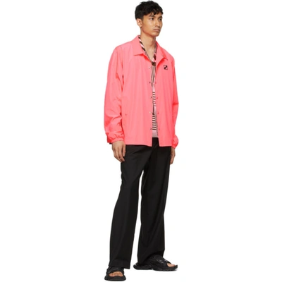 Shop We11 Done Pink Logo Basic Windbreaker Jacket In Neon Pink