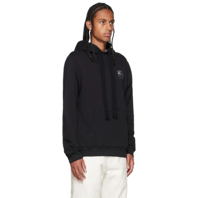 Shop Loewe Black Anagram Drawstring Hoodie In 1100 Black