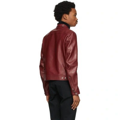 Shop Tom Ford Red Shiny Leather Racer Jacket In R09 Wine