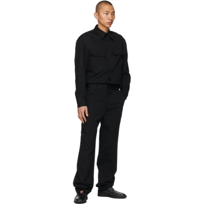 Shop Lemaire Black Officer Shirt In 999 Black
