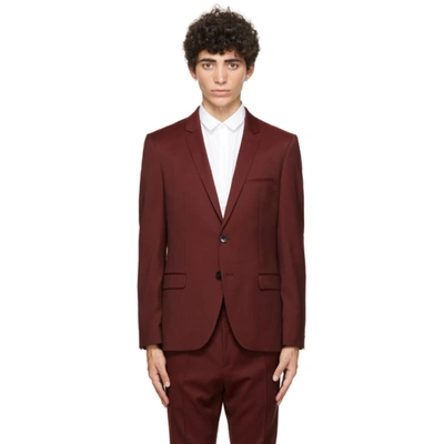 Arti Stretch Wool Extra Slim Fit Suit Jacket In 603 Dark Red