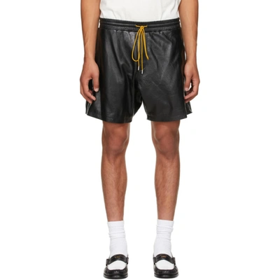 Shop Rhude Black Leather Ciesta Shorts In Black0372