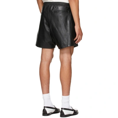 Shop Rhude Black Leather Ciesta Shorts In Black0372